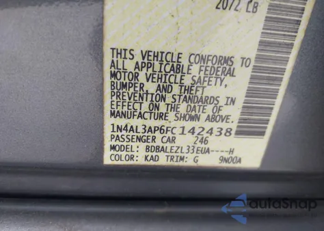 2015 Nissan Altima 2.5 S from USA, damaged, VIN 1N4AL3AP6FC142438